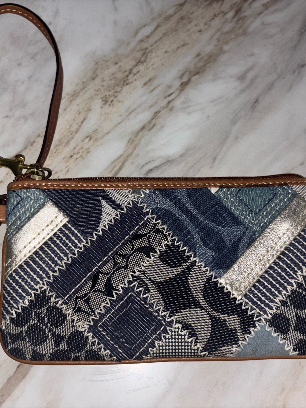 Coach Wristlet Clutch in Navy Patchwork
